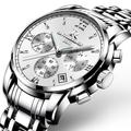 ONTHEEDGE Mens Watches Luxury Fashion Business Quartz Watch Stainless Steel Waterproof Clock Chronograph