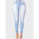 Women's Light Blue Medium blue Black Solid / Plain Color Denim High Waisted Daily Classic Denim Skinny S