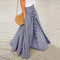 Women's Swing Plaid Skirt Long Skirt Maxi Skirts Pocket Plaid Tartan Plaid Checkered Street Vacation Summer Cotton Spandex Fashion coastalgrandmastyle Basic Summer Black Blue