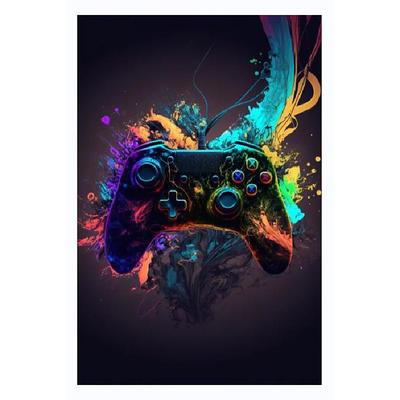 80s 90s Wall Art Colorful Neon Gamer Controller Canvas Poster Fantasy Earphones Esports Gaming Wall Art Painting For Kawaii Room Decor
