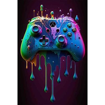 80s 90s Wall Art Colorful Neon Gamer Controller Canvas Poster Fantasy Earphones Esports Gaming Wall Art Painting For Kawaii Room Decor