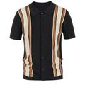 Men's Knit Polo Sweater Golf Shirt Causal Polo Collar Button Short Sleeves Vintage Style Stripe Button Front Summer Spring Black Brown Dark Blue Knit Polo Sweater