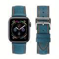Leather Band Compatible with Apple Watch band 38mm 40mm 41mm 42mm 44mm 45mm 49mm Rugged Luxury Adjustable Genuine Leather Strap Replacement Wristband for iwatch Series Ultra 8 7 SE 6 5 4 3 2 1