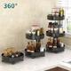 Multifunctional Kitchen 360 Rotating Storage Rack Spice Box Shelf Height Adjustable Bathroom Cosmetics Organizer