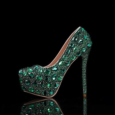 Women's Silver Rhinestone-Embellished High Heel Pumps – Glamorous Bridal or Evening Shoes for Wedding and Special Occasions