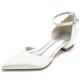 Women's Wedding Shoes Bridal Shoes Sparkling Glitter Flat Heel Ankle Strap Heel Pointed Toe Elegant Minimalism Satin Ankle Strap Wine Black White