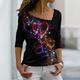 Women's Plus Size T shirt Tee Heart Sparkly Glittery Daily Weekend Print Black Long Sleeve Basic V Neck Fall Winter