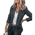 Women's Casual Blazers Clean Fit Fall Open Front Long Sleeve Work Office Jackets Coat claret Dark Grey White Black Blue Traditional / Classic Daily Buttoned Front Turndown Regular Fit S M L XL XXL