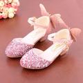 Girls' Heels Daily Glitters Dress Shoes Heel Microfiber Breathability Non-slipping Height-increasing Big Kids(7years ) Little Kids(4-7ys) Wedding Party Gift Walking Shoes Dancing Crystal