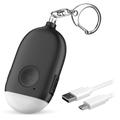 Women's Self Defense Personal Alarm Key Fob USB Rechargeable 130 dB Loud Security Alarm Whistle with LED Light Panic Button or Pull Pin Alarm Device Key Fob