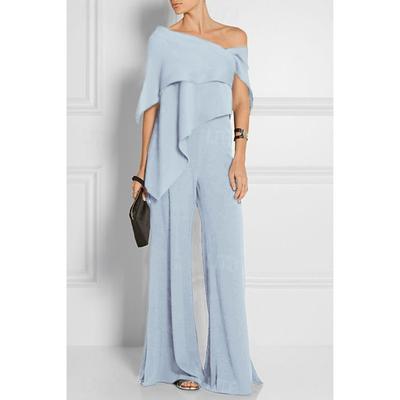Jumpsuits Wedding Guest es Elegant Formal Wedding Party Floor Length Short Sleeve Off Shoulder Fall Wedding Guest Chiffon with Ruffles 2025 free custom size