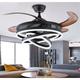 42'' Retractable Ceiling Fans with Lights and Remote,Modern LED Semi Flush Fan Light,Retractable Geometric Ceiling Fan 3 Color 6 Speed Smart Pendant Light for Indoor Bedroom,Dining Room etc