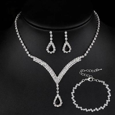 Bridal Jewelry Sets 1 set Rhinestone 1 Necklace 1 Bracelet Earrings Women's Fashion Personalized Luxury Vintage Style Precious Diamond Water Drop Jewelry Set For Wedding Party Evening Wedding Guest