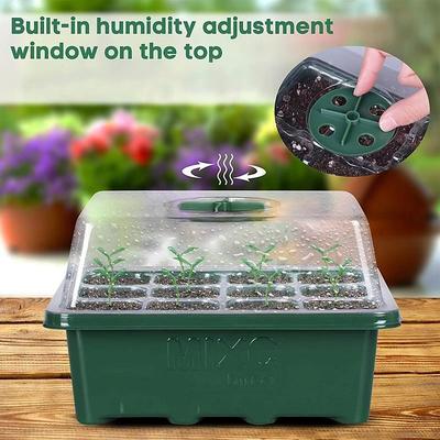 Green Seedling Trays Sprout Vegetable Trays Plastic Garden Seedling Trays Plant Starter Kit With Adjustable Humidity Dome And Base Indoor Greenhouse Mini Propagate