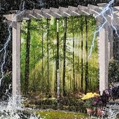 Waterproof Outdoor Curtain Privacy, Sliding Patio Curtain Drapes, Pergola Curtains Grommet 3D Forest Landscape For Gazebo, Balcony, Porch, Party, 1 Panel