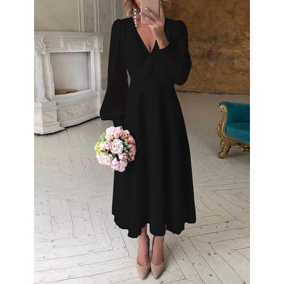 Beach Wedding Reception Little White Dress Bridal Shower Dresses Wedding Dresses A-Line V Neck Long Sleeve Ankle Length Chiffon Bridal Gowns With Solid Color 2025