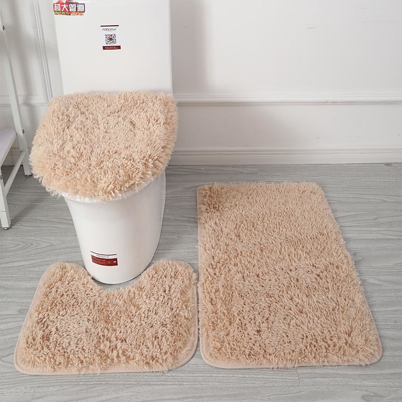 3Pcs/set Soft Solid Color Bath Mat Non-slip Non-slip Bath WC Carpets Rectangle U-shape Bathroom Toilet Rugs Floor Mat Door Mat