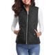 Women's Quilted Vest Crop Sleeveless Winter Coat Lightweight Puffer Gilet Warm Windproof Outerwear with Pockets Zip up Fall Street Casual Jacket Light Blue claret Sea Blue