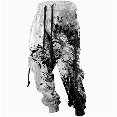 Christmas Joggers Painting Ribbon Lion Mens Graphic Pants Casual Daily Grey Cotton Blend Graffiti Sweatpants Trousers Drawstring Elastic Waist Prints Comfort Breathable Sports Outdoor