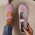 Women's Flats Mary Jane Plus Size Flyknit Shoes Daily Solid Color Flat Heel Round Toe Closed Toe Classic Comfort Tissage Volant Loafer Elastic Band Black White Pink