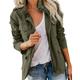 Women's Casual Jacket Fall Military Coat Short Coat Stylish Casual Street Jacket Long Sleeve with Pockets Black Army Green Red