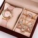 5pcs/set Women's Watch Luxury Rhinestone Quartz Watch Vintage Star Analog Wrist Watch Jewelry Set, Gift For Mom Her
