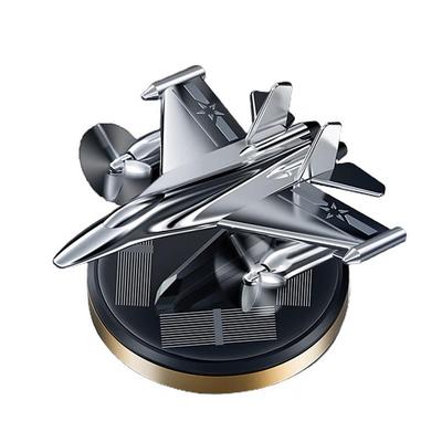 Solar Rotating Combat Aircraft Car Ornament Car Interior Dashboard Fighter Airplane Model Car Decorations