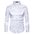 Men's Dress Shirt Button Up Shirt Collared Shirt Prom Shirt Satin Silk Shirt Navy Black White Long Sleeve Plain Collar Wedding Party Clothing Apparel