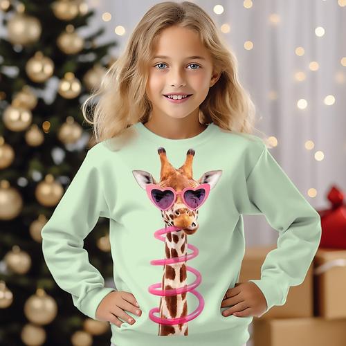 Girls' 3D Graphic Cartoon Cat Sweatshirt Long Sleeve 3D Print Summer Fall Fashion Streetwear Adorable Kids 3-12 Years Outdoor Casual Daily Regular Fit