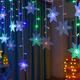 3.5m 96Leds Christmas Snowflake LED Window Curtain Fairy String Lights 8 Mode IP65 Waterproof Holiday New Year Party Wedding Connectable Wave AC110V 220V EU US Plug