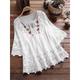 Shirt Boho Shirt Lace Shirt Blouse Women's White Pink Blue Floral Lace up Lace Street Daily Fashion Round Neck S