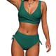 Women's Swimwear Bikini 2 Piece Normal Swimsuit Pleated 2 Piece High Waist Open Back Sexy Pure Color V Wire Vacation Stylish Bathing Suits