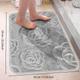 1pc Bath Rugs, Rose Flower Patterned Bathroom Bath Mat Flannel Non-slip Carpet Bathtub Floor Rug Shower Room Doormat Memory Foam Mat Washable Carpet