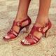 Women's Heels Sandals Block Heel Sandals Stilettos Gladiator Sandals Roman Sandals Daily Solid Color Cut-out Summer Chunky Heel Open Toe Vintage Minimalism Faux Leather PU Ankle Strap Wine Red Black