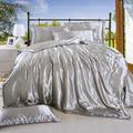 Ice Silk Four-piece Set Four-piece Set Pure Color Silk Satin Fitted Sheet Bedding