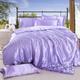 Ice Silk Four-piece Set Four-piece Set Pure Color Silk Satin Fitted Sheet Bedding