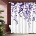 Shower Curtain with Hooks,Floral Plant Bright Green Watercolor Leaves on The Top Plant with Floral Bathroom Decoration Inch with Hooks