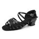 Women's Latin Shoes Dance Shoes Indoor Professional Samba Basic Sandal Heel Protection Low Heel Thick Heel Peep Toe Adults' Children's Tan Bright Black Black