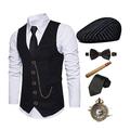 The Great Gatsby Gentleman Gangster Retro Vintage Roaring 20s 1920s Outfits Vest Panama Hat Accesories Set Men's Costume Vintage Cosplay Prom Festival Cravat Christmas
