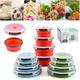 Collapsible Food Storage Containers with Lids, Silicone Round Collapsible Bowls Collapsible Kitchen Items for Camping Hiking Microwave Dishwasher Freezer