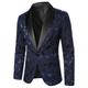 Men Jacket Blazer Wedding Party / Evening Slim Fit Fall Winter Stripe Stylish Traditional / Vintage Lapel Regular Regular Regular Fit Navy Blue Jacket