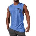 Men's Vest Top Sleeveless T Shirt for Men Graphic Palm Tree Crew Neck Clothing Apparel 3D Print Daily Sports Cap Sleeve Print Fashion Designer Muscle