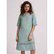 Women's Summer Cotton Linen V-Neck Lace-Up Midi Shift Dress Hollow Half Sleeve Red Blue