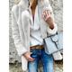 Women's Fleece Jacket Teddy Coat Warm Breathable Street Daily Wear Vacation Going out Fleece Lined Open Front Turndown Casual Street Style Plain Regular Fit Outerwear Long Sleeve Fall Winter White