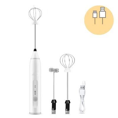 Milk Frother Handheld with 3 Heads Coffee Whisk Foam Mixer with USB Rechargeable 3 Speeds Electric Mini Hand Blender for Latte Cappuccino Hot Chocolate Egg