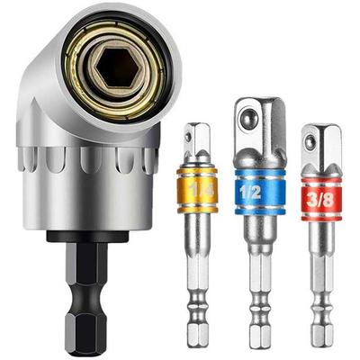 High Quality 105 Degrees 1/4amp;quot; Extension Hex Drill Bit Adjustable Hex Bit Angle Driver Screwdriver Socket Holder Adaptor Tools