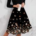 Women's Skirt A Line Swing Knee-length High Waist Skirts Print Floral Street Daily Summer Polyester Fashion Casual Black