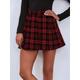 Women's Skirt Above Knee Skirts Pleated Print Plaid Tartan Plaid Checkered Casual Daily Weekend Summer Polyester Streetwear Preppy Black Red Blue