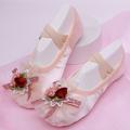 Women's Ballet Shoes Practice Trainning Dance Shoes Performance Training Contemporary Flat Bowknot Lace Flower Flat Heel Round Toe Elastic Band Teenager Adults' Champagne