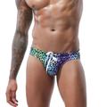 Men's Swim Trunks Swim Briefs Daily Beach Breathable Quick Dry Drawstring Elastic Waist Leopard Short Sport Casual Activewear Blue Green Micro-elastic